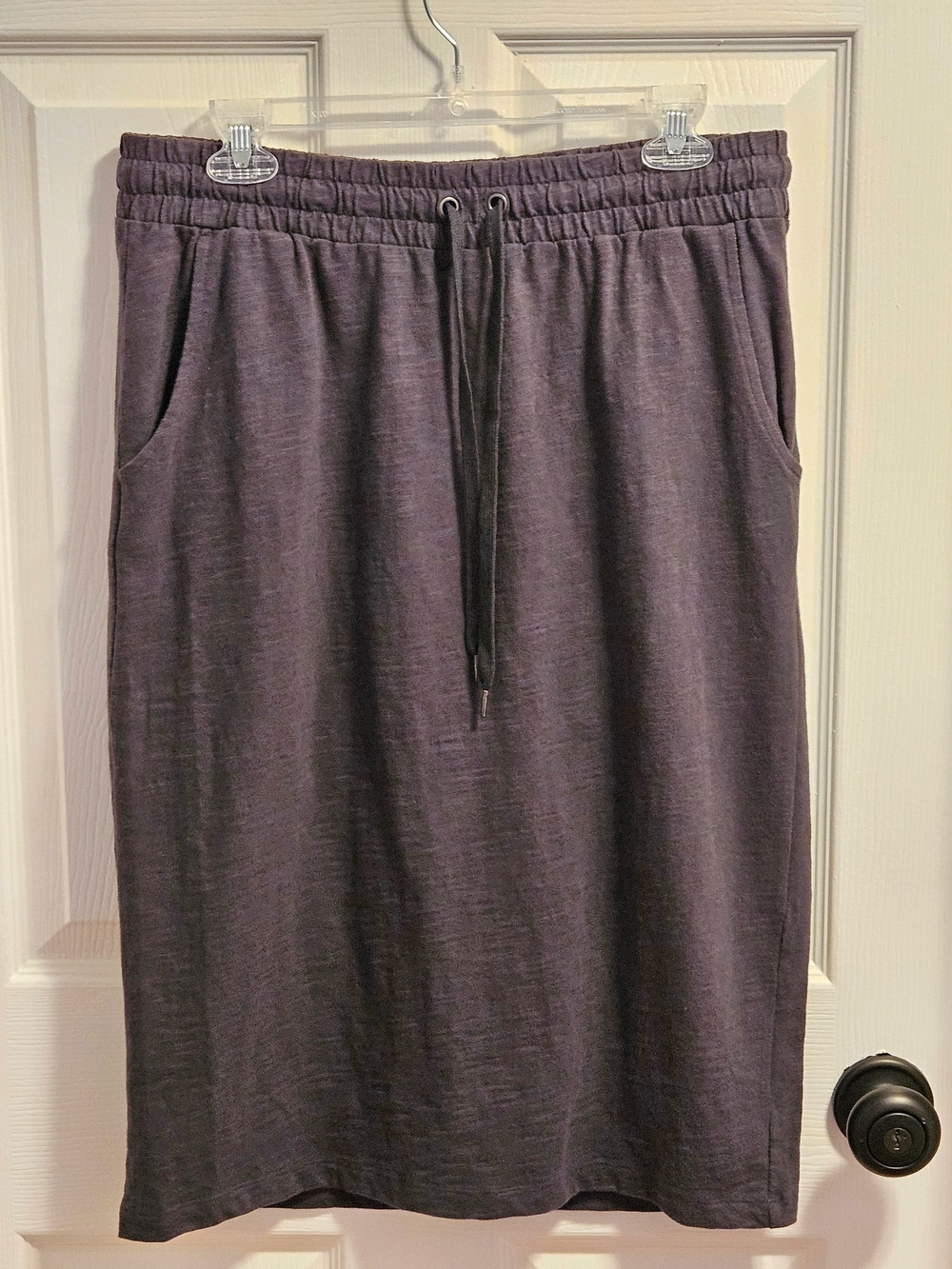 NWOT Danskin Charcoal Gray Casual Skirt Midi Cotton Size L Lightweight
